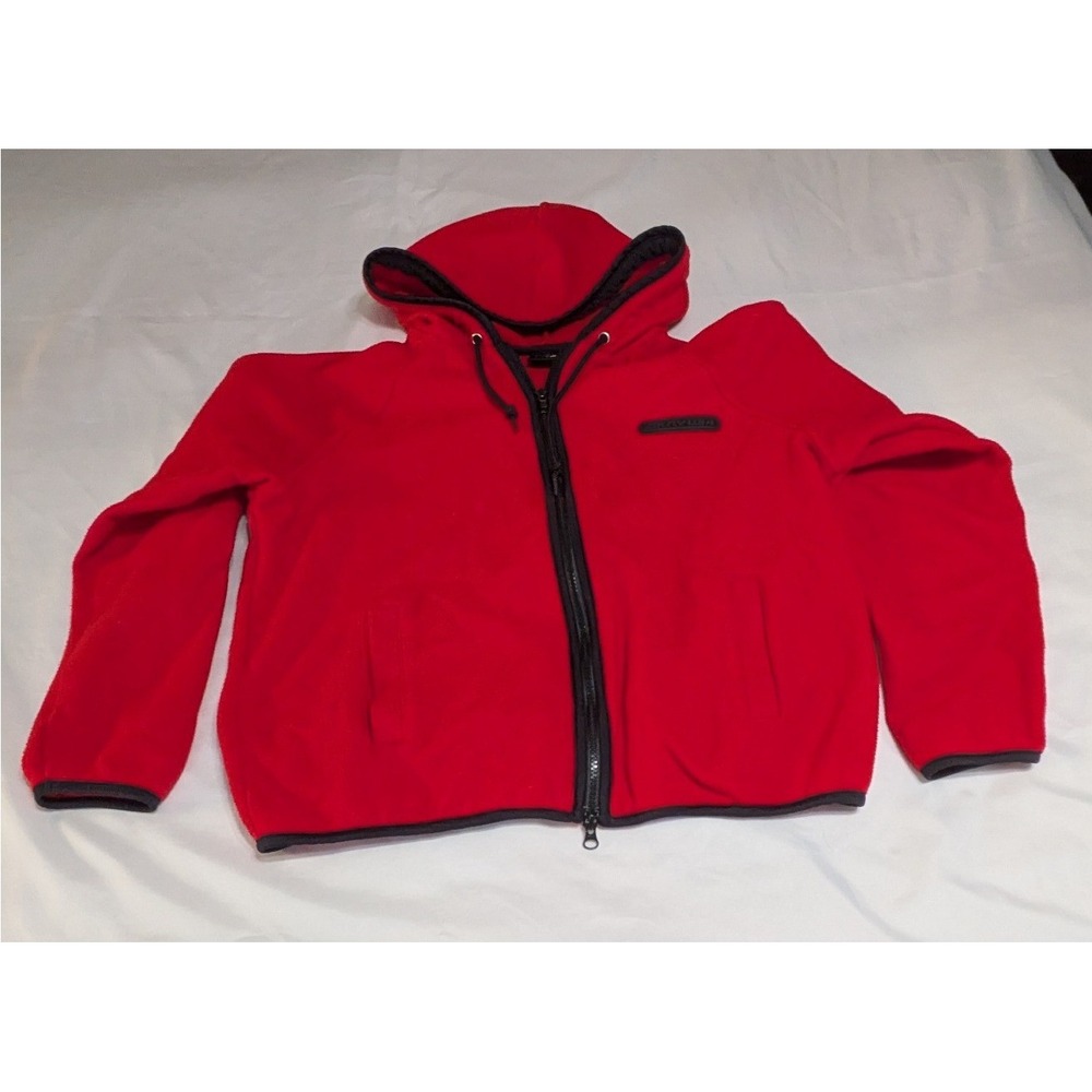 DKNY Active Fleece Hoodie Mens XL Red Excellent Full Zip Logo Made in USA